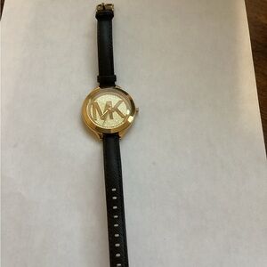 Michael Kors Gold Dial Black Strap Watch
